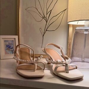A New Day Cream Pearl-Embellished Sandals